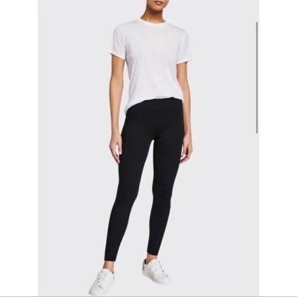 VINCE Ponte Ankle Leggings Black Pull On L - Picture 1 of 6